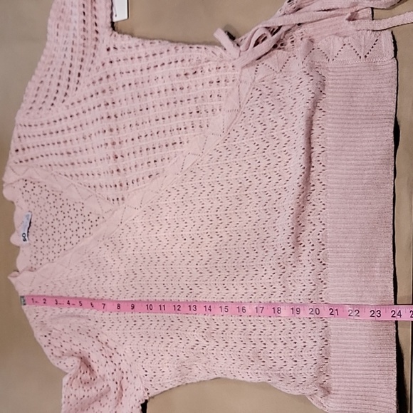 SO Size XL Juniors Light Pink Pointelle Wrap Front Sweater, NEW With Tag - Picture 12 of 16